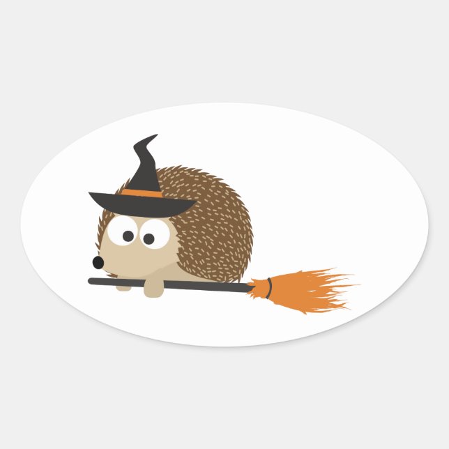 Pegatina Ovalada Hedgehog Witch (Anverso)