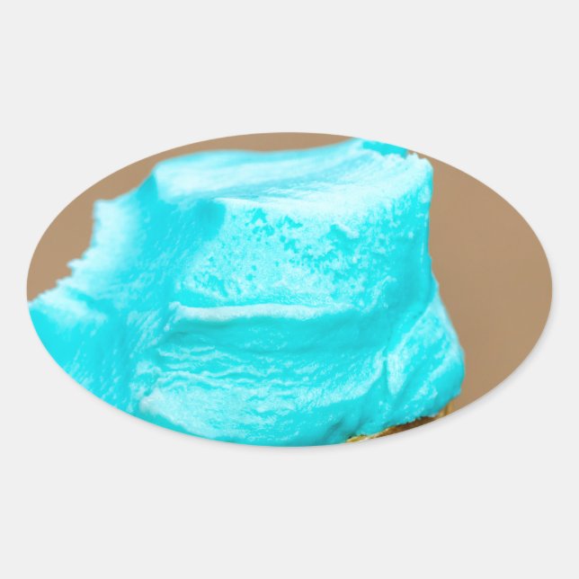 Pegatina Ovalada Helado con macro de gofre (Anverso)