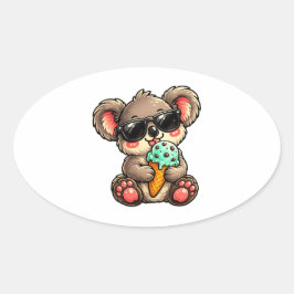 Pegatina Ovalada Helado de Koala Genial