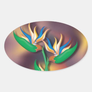 Pegatina Ovalada Heliconia