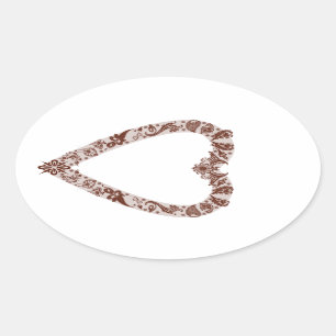 Pegatina Ovalada Henna Heart Design