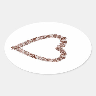 Pegatina Ovalada Henna Heart Design