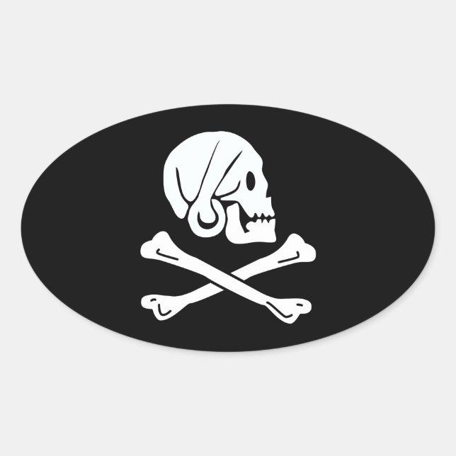 Pegatina Ovalada Henry Every Flag Pirate Flag (Anverso)