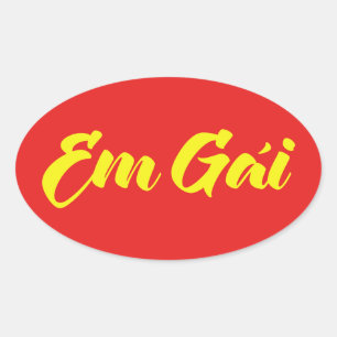 Pegatina Ovalada Hermana vietnamita (joven) - Em Gái ~ Tien Viene