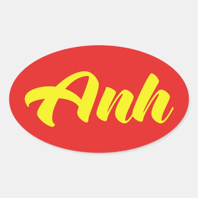 Pegatina Ovalada Hermano Vietnamita - Anh ~ Tien Viene Idioma (Anverso)