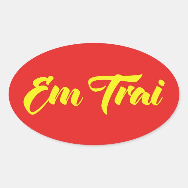 Pegatina Ovalada Hermano Vietnamita (Joven) - Em Trai ~ Tien Viene (Anverso)