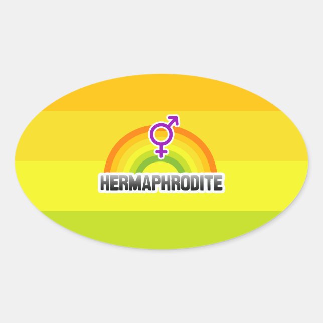 PEGATINA OVALADA HERMAPHRODITE RAINBOW (Anverso)
