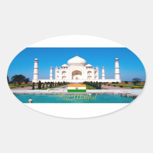 Pegatina Ovalada Hermosa foto de Taj-Mahal India Pro
