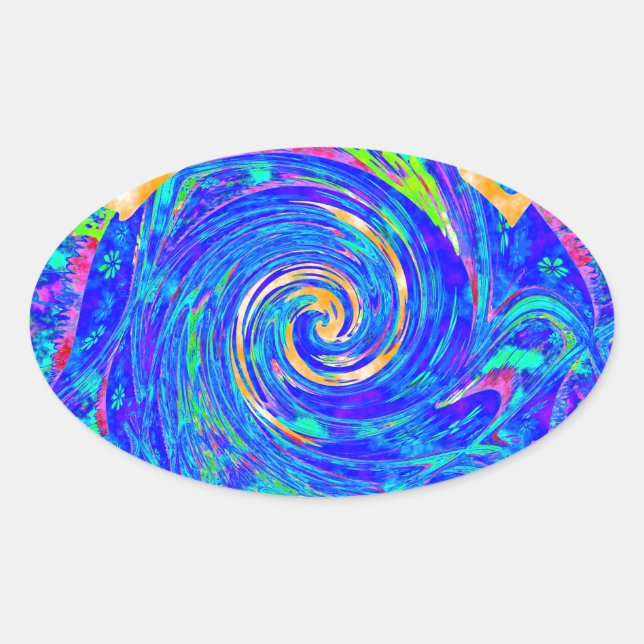 Pegatina Ovalada Hermoso amor azul Imprimir arte vectorial Flash (Anverso)