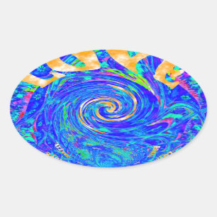 Pegatina Ovalada Hermoso amor azul Imprimir arte vectorial Flash