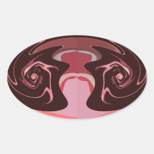 Pegatina Ovalada Hermoso diseño de impresión en un motivo de cimarr