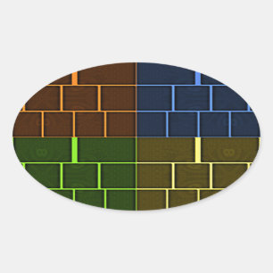 Pegatina Ovalada Hermoso diseño geométrico en color arcoiris