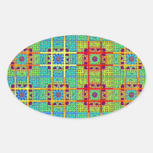 Pegatina Ovalada Hermoso diseño vectorial étnico maya