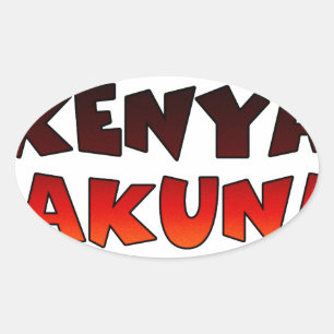 Pegatina Ovalada Hermoso Jambo Kenia Hakuna Matata Arte Encantador