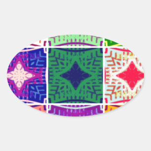 Pegatina Ovalada Hermoso patrón de impresión a cuadros de verificac