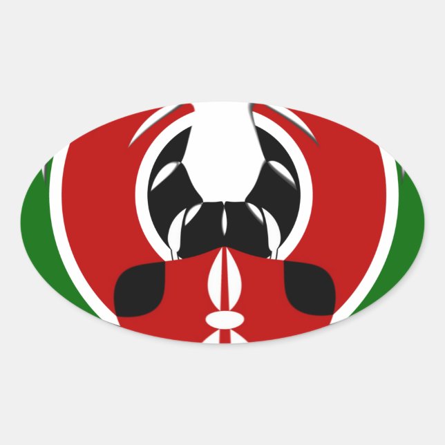 Pegatina Ovalada Hermoso tapiz keniano: mariposa de bandera keniana (Anverso)