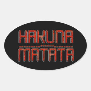 Pegatina Ovalada Hermoso Texto Asombroso con relieve Rojo Hakuna Ma