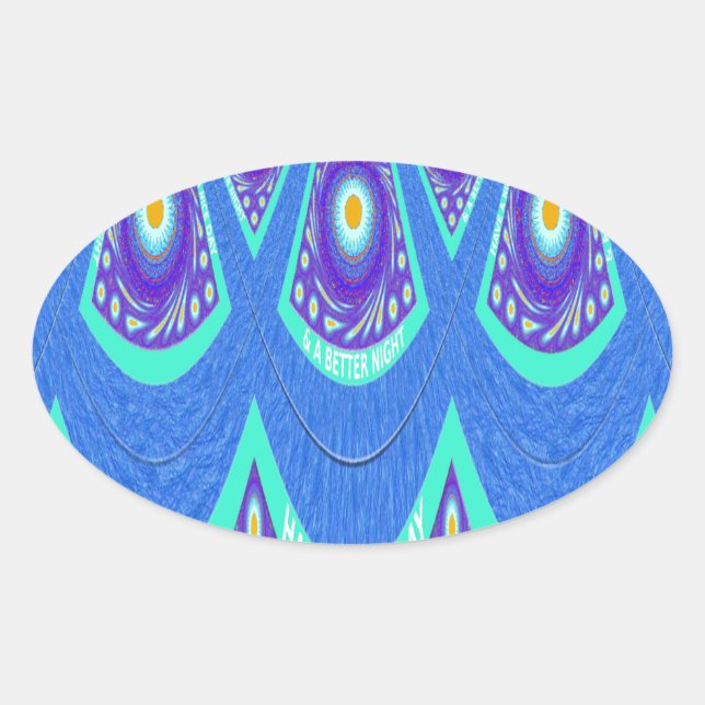 Pegatina Ovalada Hermoso y encantador arte de vectores de batik azu (Anverso)