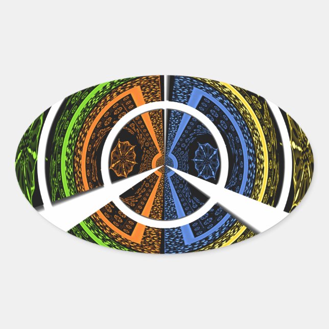 Pegatina Ovalada Hermosos Ilustraciones circulares coloridos africa (Anverso)