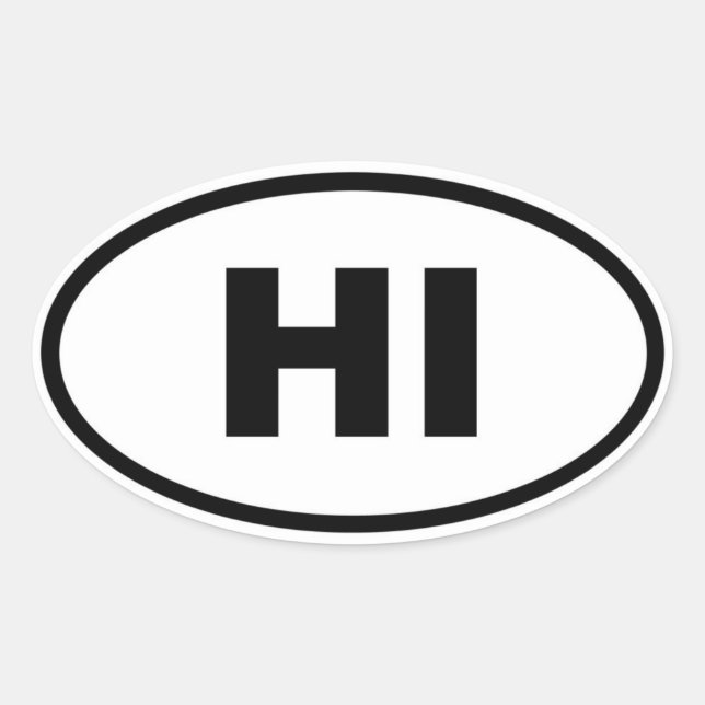 Pegatina Ovalada HI Hawaii (Anverso)