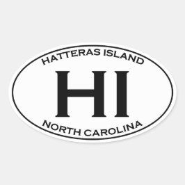 Pegatina Ovalada HI - Logotipo del óvalo de la isla de Hatteras