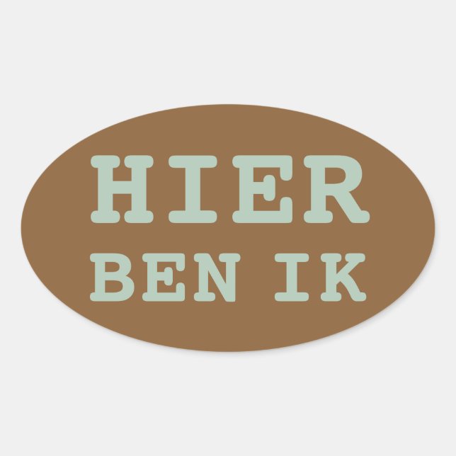 Pegatina Ovalada HIER BEN IK koffer sticker (Anverso)