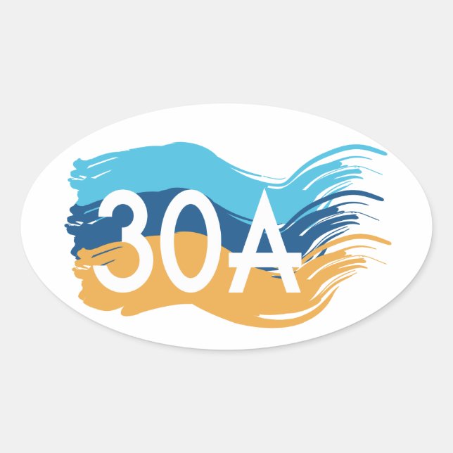 Pegatina Ovalada Highway 30A Florida Beach Swash Design (Anverso)
