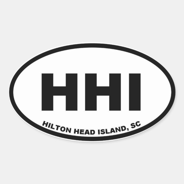 Pegatina Ovalada Hilton Head Island HHI (Anverso)