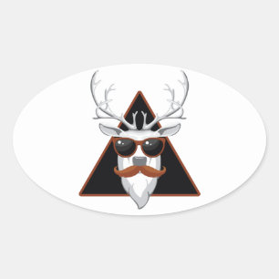 Pegatina Ovalada Hipster Antler Art