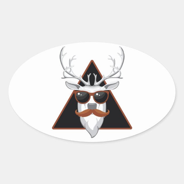 Pegatina Ovalada Hipster Antler Art (Anverso)
