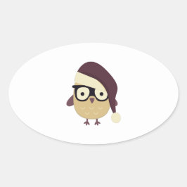 Pegatina Ovalada Hipster Santa Owl