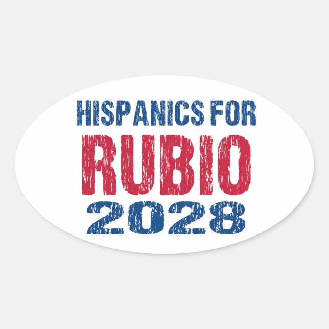 Pegatina Ovalada Hispanics for Rubio 2028 (Anverso)