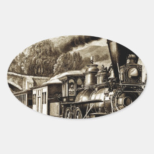 Pegatina Ovalada Historial de locomotoras de motores de vapor
