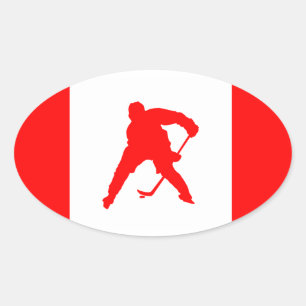 Pegatina Ovalada Hockey Canadá
