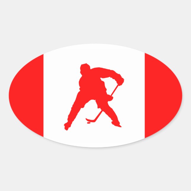 Pegatina Ovalada Hockey Canadá (Anverso)