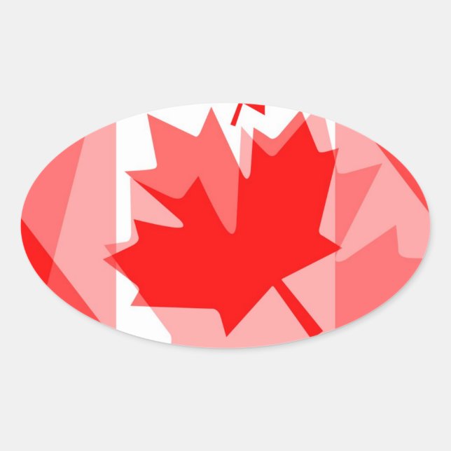 Pegatina Ovalada Hoja de arce canadiense por todo el estilo CANADÁ (Anverso)