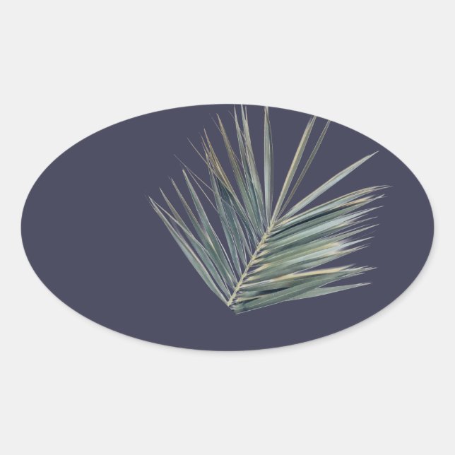 Pegatina Ovalada Hoja verde pálido (Anverso)