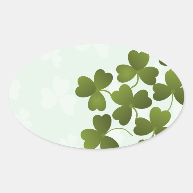 Pegatina Ovalada Hojas de Clover (Anverso)