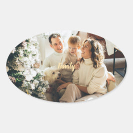 Pegatina Ovalada Holiday Spirit Family Photo Sticker