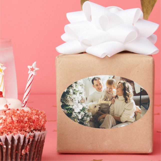 Pegatina Ovalada Holiday Spirit Family Photo Sticker (Fiesta)