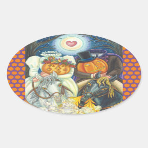 PEGATINA OVALADA HOLLOW BODA HALLOWEEN HOLLOW HOEET