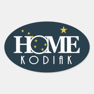 Pegatina Ovalada HOME Kodiak ALASKA
