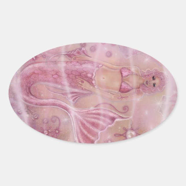 Pegatina Ovalada Hope Mermaid Por Renee L. Lavoie (Anverso)