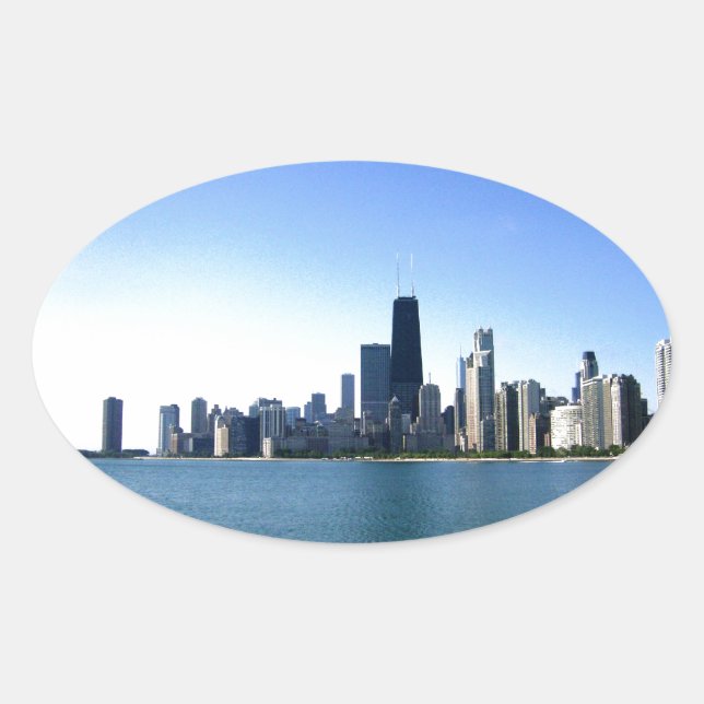 Pegatina Ovalada Horizonte de Chicago (Anverso)