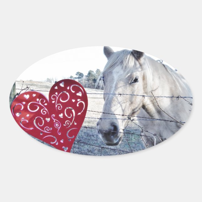 Pegatina Ovalada HORSE Valentine (Anverso)
