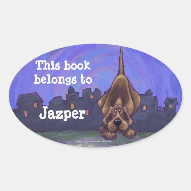 Pegatina Ovalada Hound Dog Stationery (Anverso)