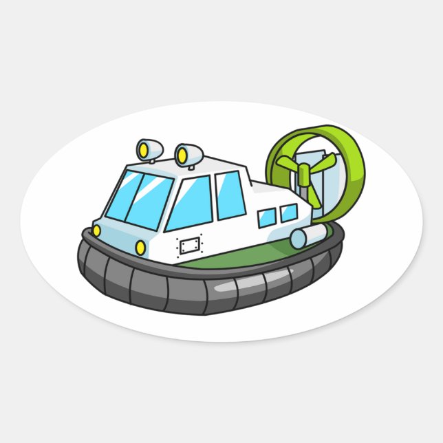 Pegatina Ovalada Hovercraft blanco, verde y Personalizado negro (Anverso)