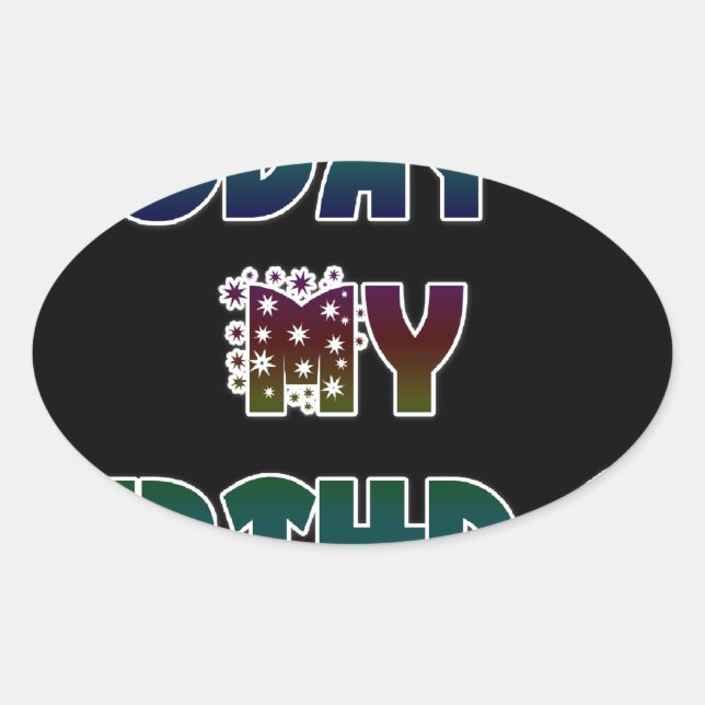 Pegatina Ovalada Hoy es mi arte de cumpleaños (Anverso)