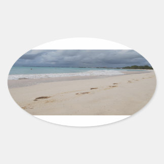 Pegatina Ovalada Huellas de Sand Beach