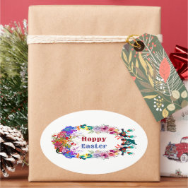 Pegatina Ovalada Huevo de Pascua Decorativo Motif Aves Floral Flora